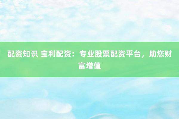 配资知识 宝利配资：专业股票配资平台，助您财富增值