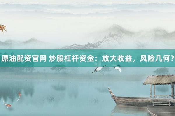 原油配资官网 炒股杠杆资金：放大收益，风险几何？