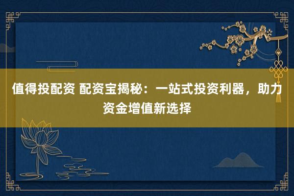 值得投配资 配资宝揭秘：一站式投资利器，助力资金增值新选择