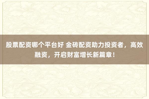 股票配资哪个平台好 金砖配资助力投资者，高效融资，开启财富增长新篇章！