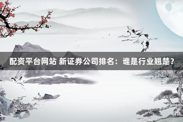 配资平台网站 新证券公司排名：谁是行业翘楚？