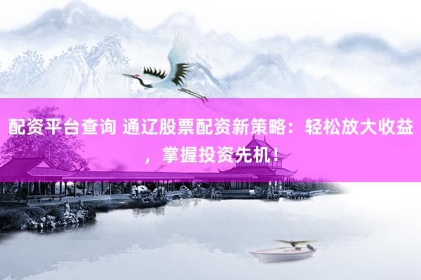 配资平台查询 通辽股票配资新策略：轻松放大收益，掌握投资先机！