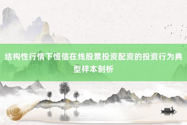 结构性行情下恒信在线股票投资配资的投资行为典型样本剖析