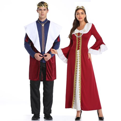 万圣节 新款古典欧美宫廷成人国王皇后服装 王室复古情侣装